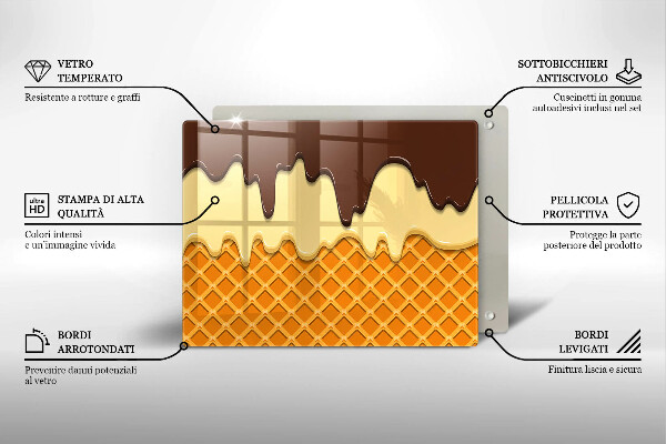 Skärbräda i härdat glas Glasstrut illustration