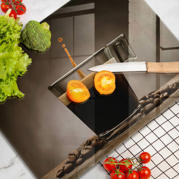 Skärbräda i härdat glas Glas och kaffebönor