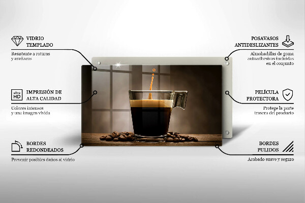 Skärbräda i härdat glas Glas och kaffebönor