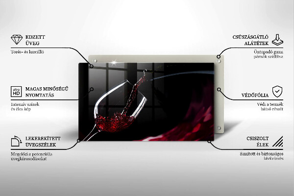 Skärbräda i härdat glas Ett glas rött vin