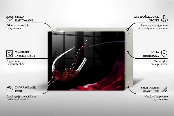 Skärbräda i härdat glas Ett glas rött vin