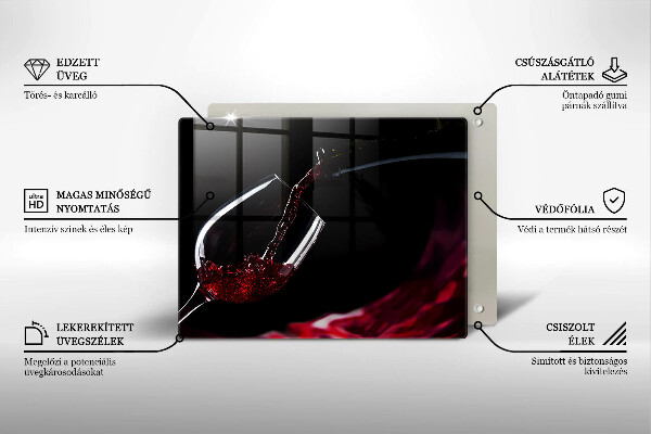 Skärbräda i härdat glas Ett glas rött vin