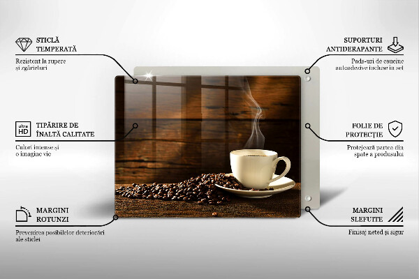 Skärbräda i härdat glas Kaffekopp trä