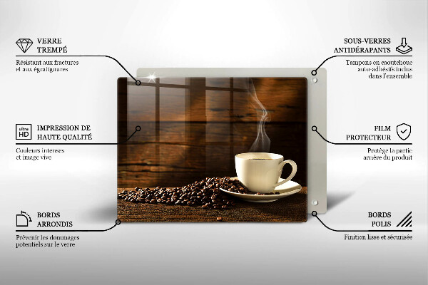 Skärbräda i härdat glas Kaffekopp trä