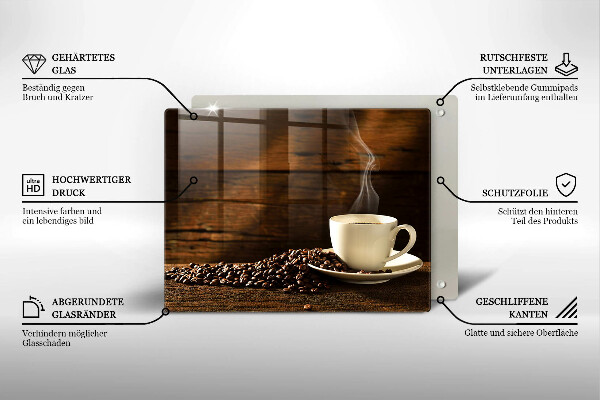 Skärbräda i härdat glas Kaffekopp trä