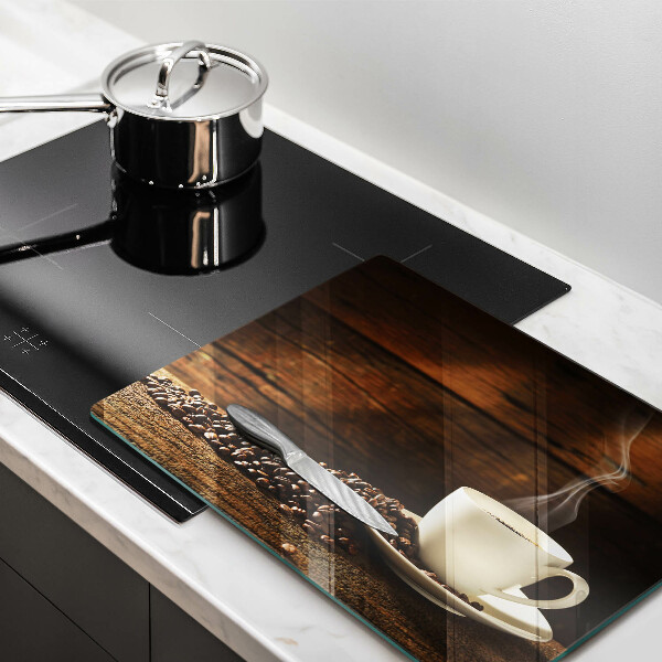 Skärbräda i härdat glas Kaffekopp trä