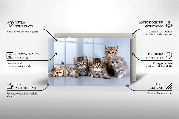 Skärbräda i härdat glas Söta små kattungar