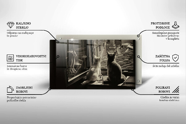 Skärbräda i härdat glas Katter stad och fönster