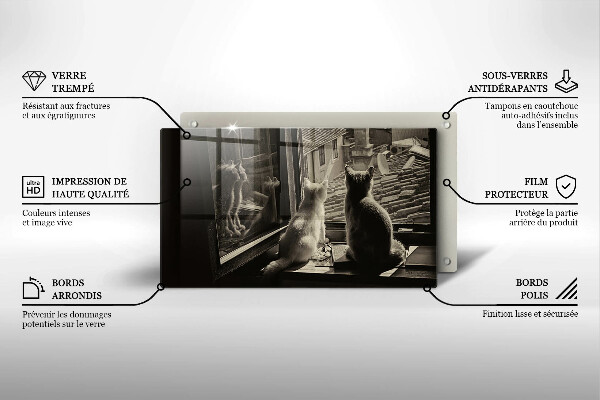 Skärbräda i härdat glas Katter stad och fönster