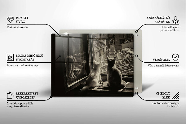 Skärbräda i härdat glas Katter stad och fönster