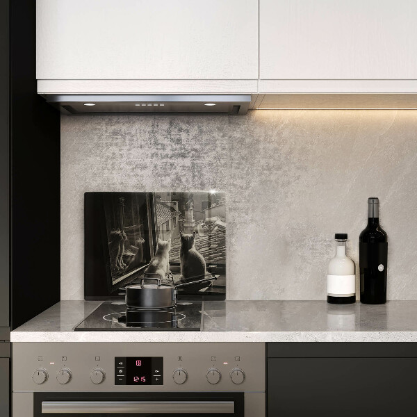 Skärbräda i härdat glas Katter stad och fönster