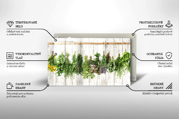 Skärbräda i härdat glas Torkade örter och växter