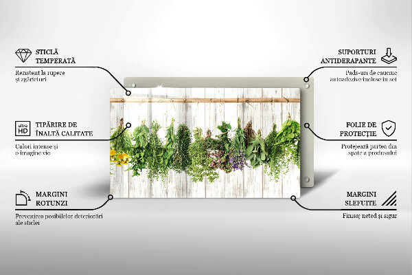 Skärbräda i härdat glas Torkade örter och växter