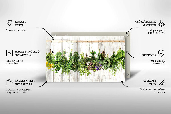 Skärbräda i härdat glas Torkade örter och växter