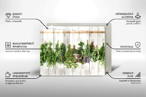 Skärbräda i härdat glas Torkade örter och växter