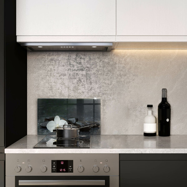 Skärbräda i härdat glas Vita blomma zen stenar