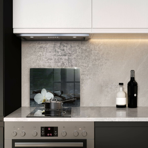 Skärbräda i härdat glas Vita blomma zen stenar