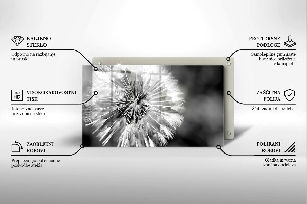 Skärbräda i härdat glas Delikat maskros