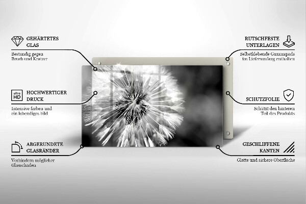 Skärbräda i härdat glas Delikat maskros