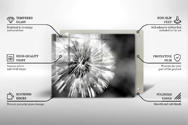 Skärbräda i härdat glas Delikat maskros
