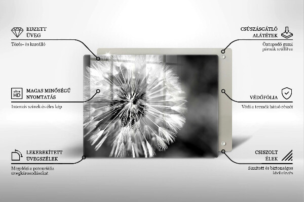 Skärbräda i härdat glas Delikat maskros