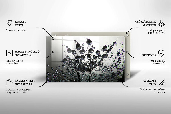 Skärbräda i härdat glas Maskrosor och dagg