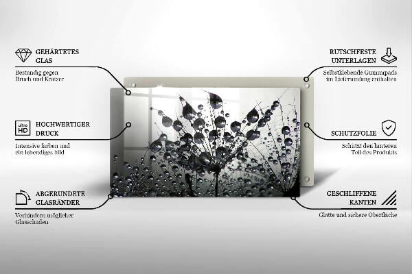 Skärbräda i härdat glas Maskrosor och dagg