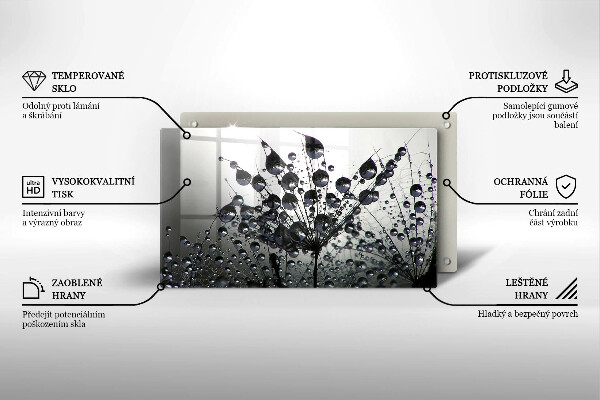Skärbräda i härdat glas Maskrosor och dagg