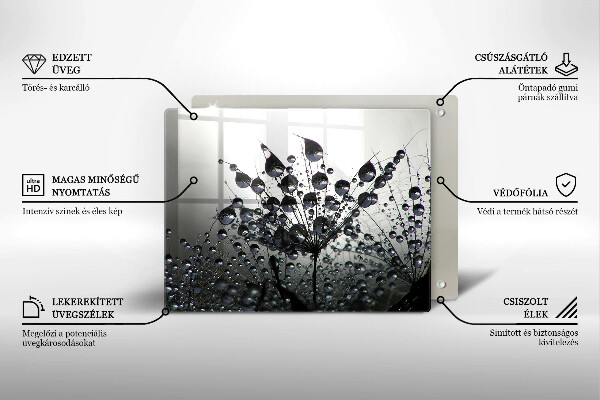 Skärbräda i härdat glas Maskrosor och dagg