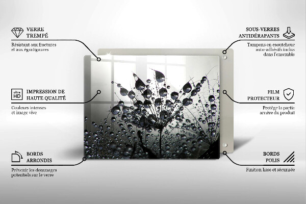 Skärbräda i härdat glas Maskrosor och dagg