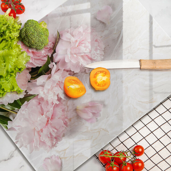 Skärbräda i härdat glas Fina rosenblommor