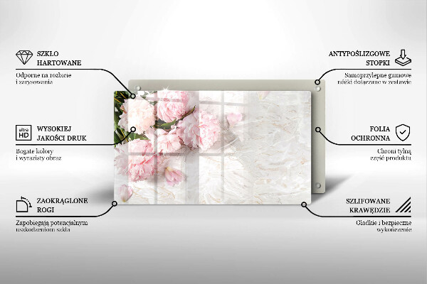 Skärbräda i härdat glas Fina rosenblommor