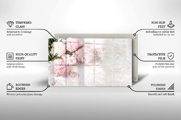 Skärbräda i härdat glas Fina rosenblommor