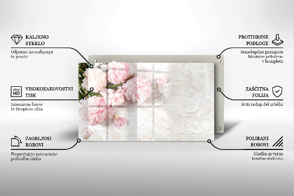 Skärbräda i härdat glas Fina rosenblommor