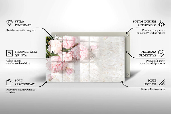 Skärbräda i härdat glas Fina rosenblommor