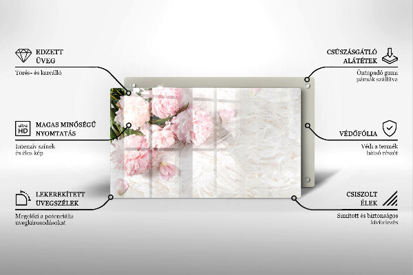 Skärbräda i härdat glas Fina rosenblommor