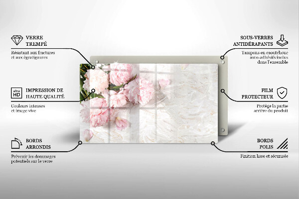 Skärbräda i härdat glas Fina rosenblommor