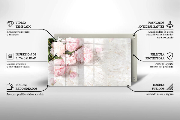 Skärbräda i härdat glas Fina rosenblommor