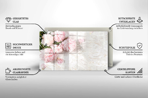 Skärbräda i härdat glas Fina rosenblommor
