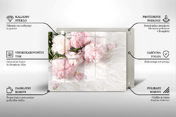 Skärbräda i härdat glas Fina rosenblommor