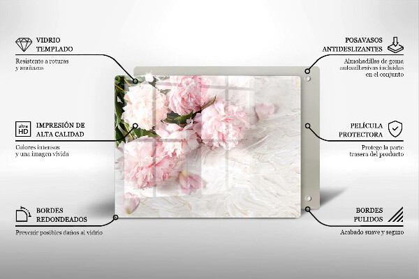 Skärbräda i härdat glas Fina rosenblommor