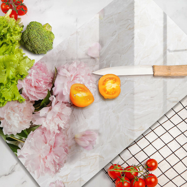 Skärbräda i härdat glas Fina rosenblommor