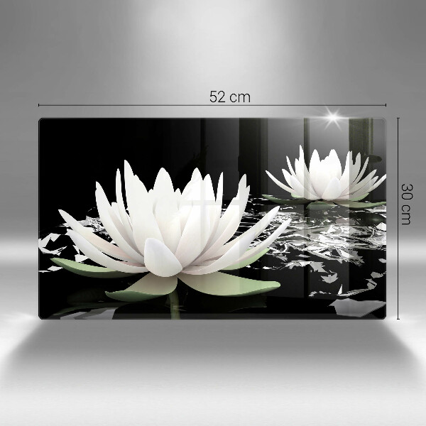 Skärbräda i härdat glas Vita liljor på vattnet