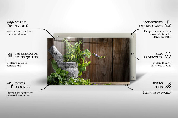 Skärbräda i härdat glas Växter Örter och Trä