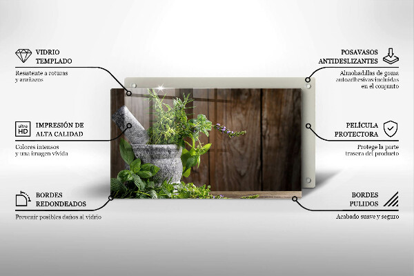 Skärbräda i härdat glas Växter Örter och Trä