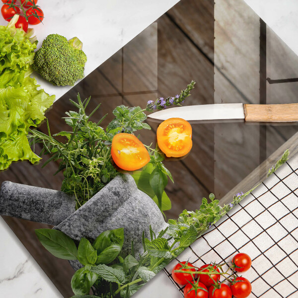 Skärbräda i härdat glas Växter Örter och Trä