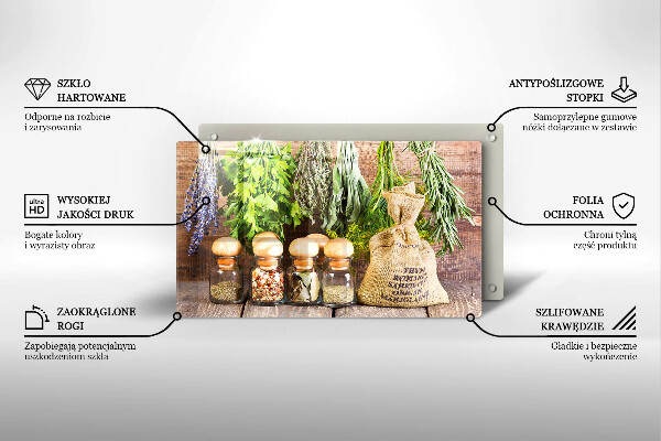 Skärbräda i härdat glas Örter Kryddor och trä