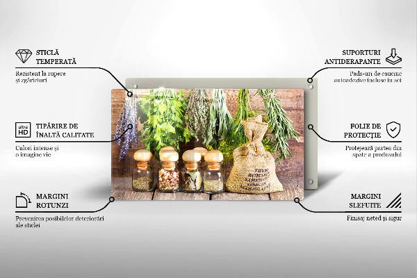 Skärbräda i härdat glas Örter Kryddor och trä