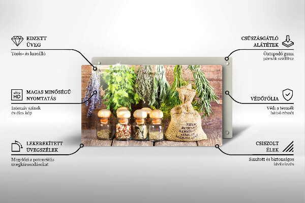 Skärbräda i härdat glas Örter Kryddor och trä