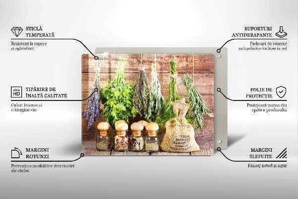 Skärbräda i härdat glas Örter Kryddor och trä